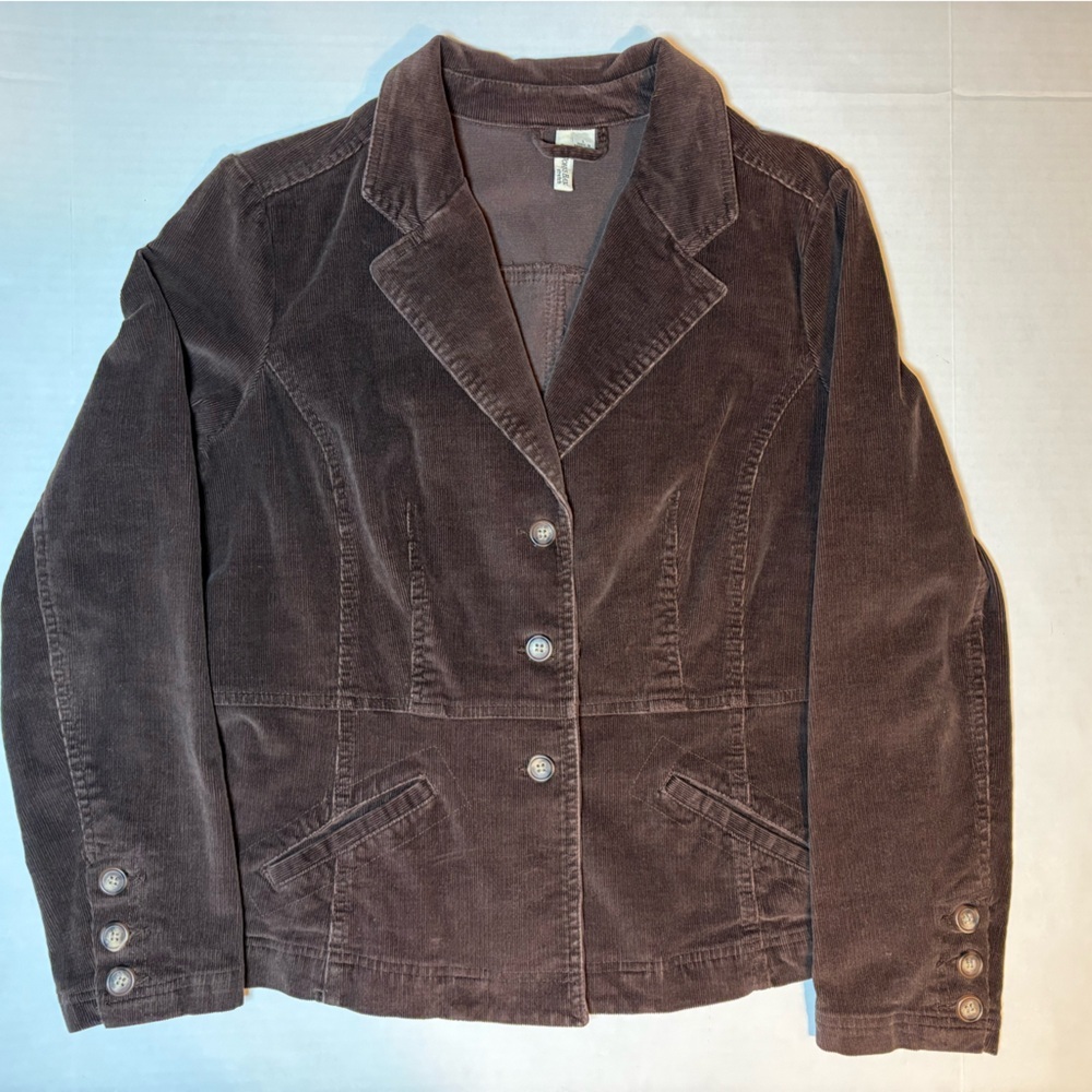 St. John’s Bay women’s brown cotton blend corduroy blazer jacket size large - Picture 7 of 7
